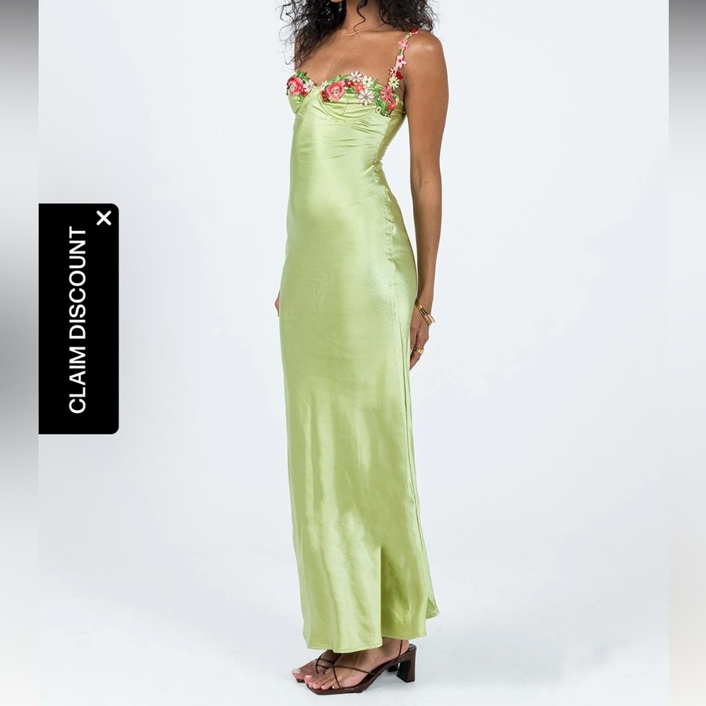 Princess Polly Lime Green Floral Maxi Dress